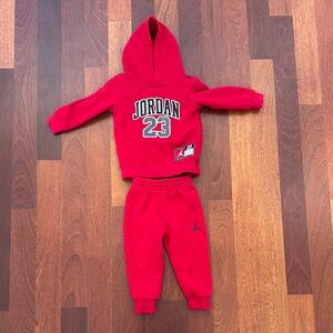 Jordan Infant Red Sweatpants & Hoodie Set